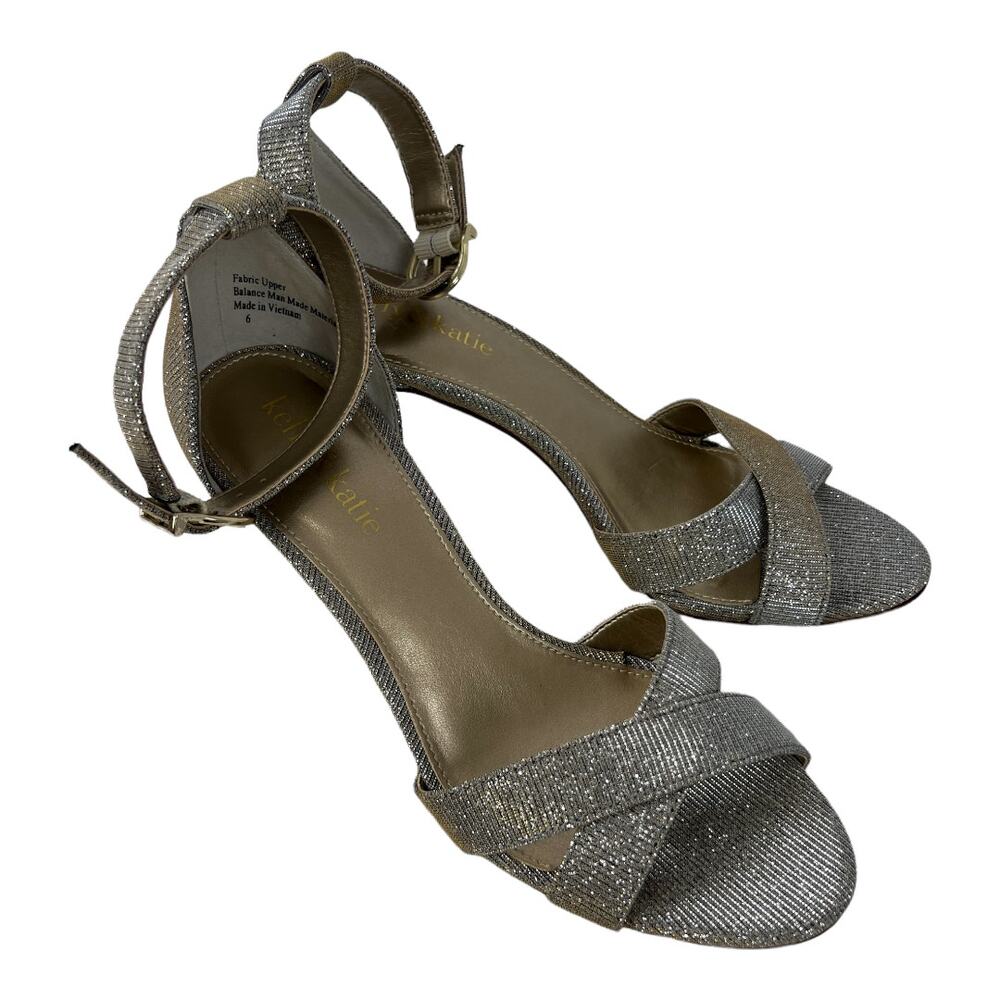 Kelly & Katie Gold Silver Heels Adjustable Straps Women's Size 6